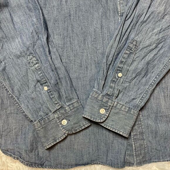 Levis Mens 2XL Blue Denim Casual Button Down Shirt Front Pocket 100% Cotton - Picture 5 of 10